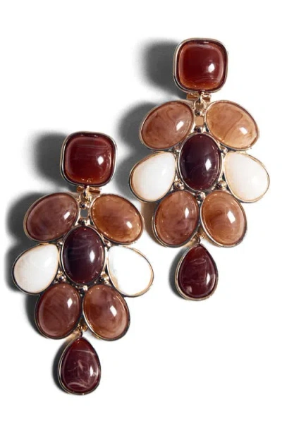 Mango Mixed Resin Drop Earrings In Brown