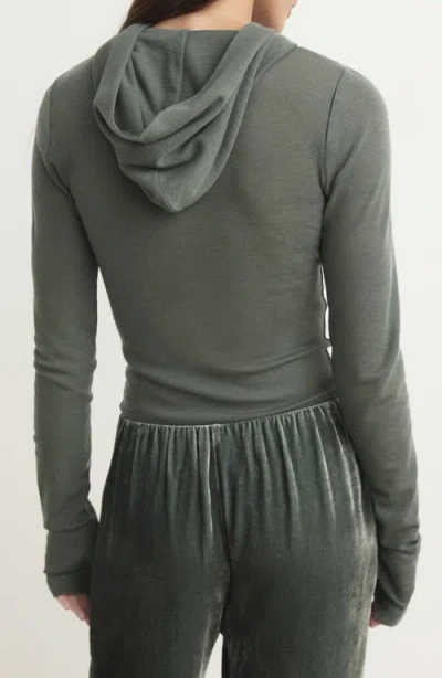 Mango Wool Zip Hoodie In Green