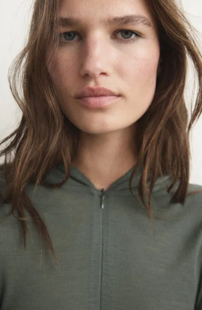 Mango Wool Zip Hoodie In Green
