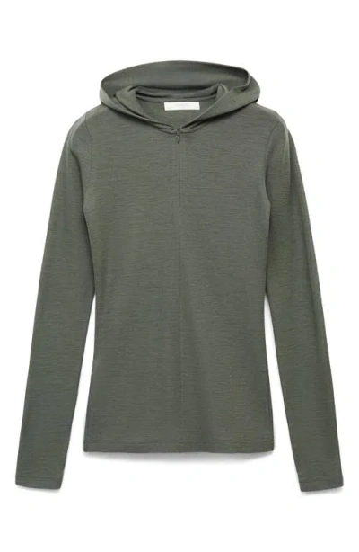 Mango Wool Zip Hoodie In Green