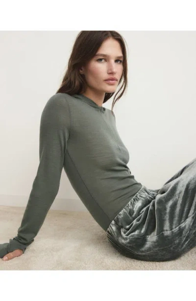 Mango Wool Zip Hoodie In Green