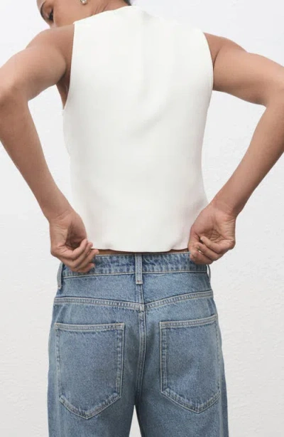 Mango Knitted Waistcoat With Jewel Buttons White In White