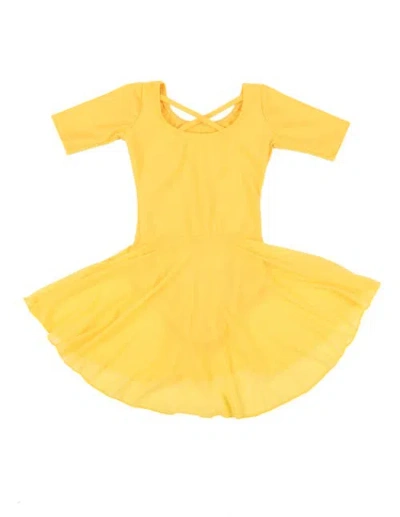 Leveret Girls Short Sleeve Skirted Leotard In Yellow