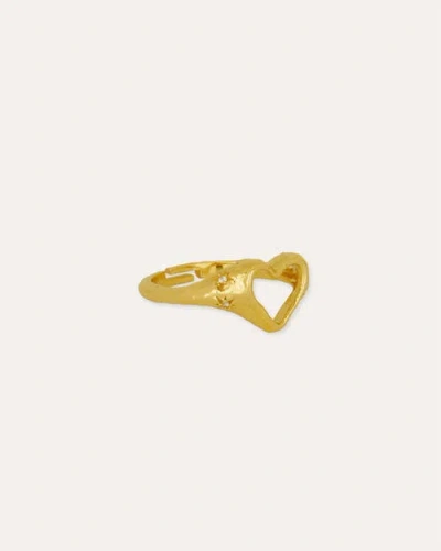 Ottoman Hands Outline Heart Stacking Ring In Gold