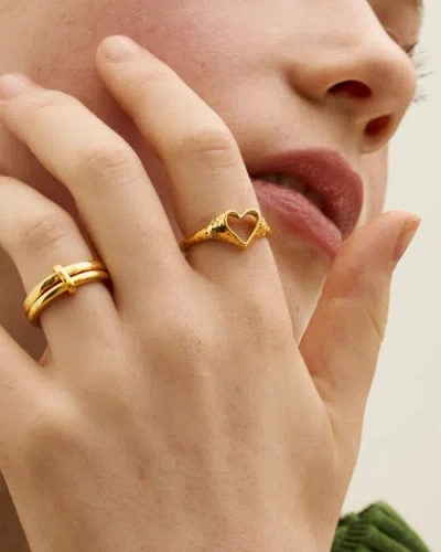Ottoman Hands Outline Heart Stacking Ring In Gold