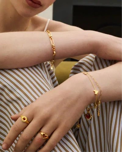 Ottoman Hands Outline Heart Stacking Ring In Gold