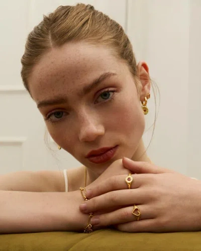 Ottoman Hands Outline Heart Stacking Ring In Gold