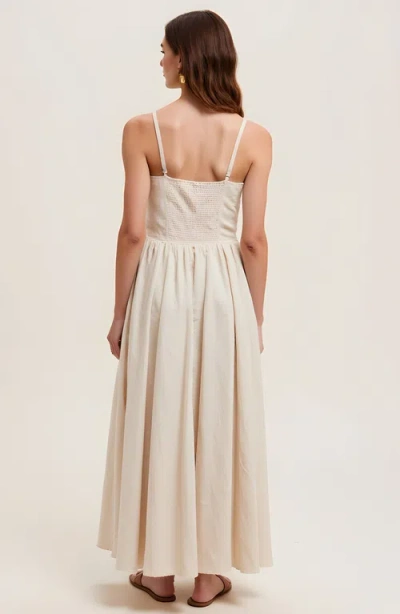 Modenaire Button Front Midi Dress With Spaghetti Straps And Side Pockets In White