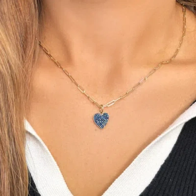 The Lovery Fine Jewelry Blue Sapphire Pave Heart Charm