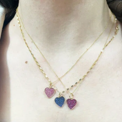 The Lovery Fine Jewelry Blue Sapphire Pave Heart Charm