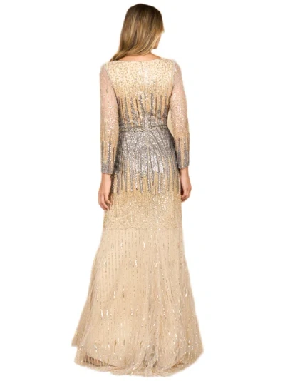 Lara New York Mermaid, Beaded Long Sleeve Gown In Multi