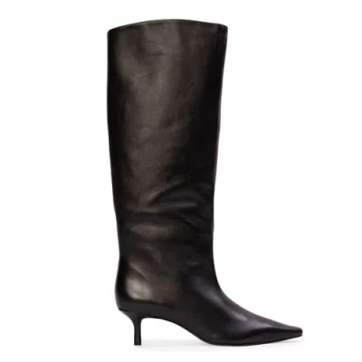 Black Suede Studio Sutton Leather Boots In Black