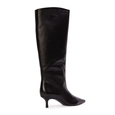 Black Suede Studio Sutton Leather Boots In Black