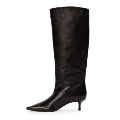 Black Suede Studio Sutton Leather Boots In Black