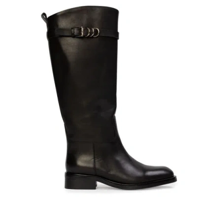 Black Suede Studio Ashley Leather Boot In Black