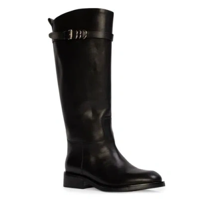 Black Suede Studio Ashley Leather Boot In Black