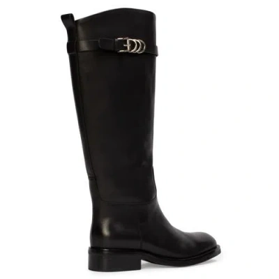 Black Suede Studio Ashley Leather Boot In Black