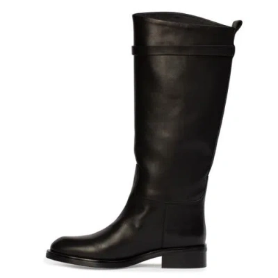 Black Suede Studio Ashley Leather Boot In Black