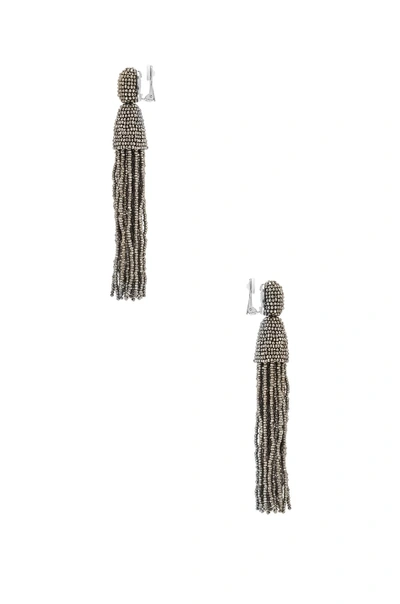 Shop Oscar De La Renta Classic Long Tassel Earrings In Metallics