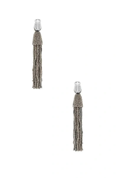 Shop Oscar De La Renta Classic Long Tassel Earrings In Metallics