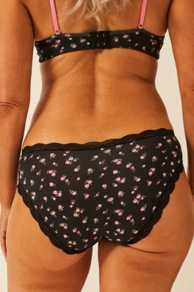 Stripe & Stare The Lace Plunge & Original Knicker Set In Black