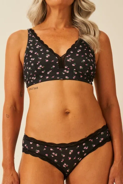 Stripe & Stare The Lace Plunge & Original Knicker Set In Black