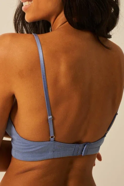 Stripe & Stare The Lace Plunge & High Rise Knicker Set In Blue