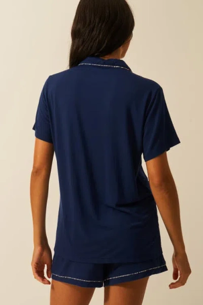 Stripe & Stare Short Pyjama Set In Blue