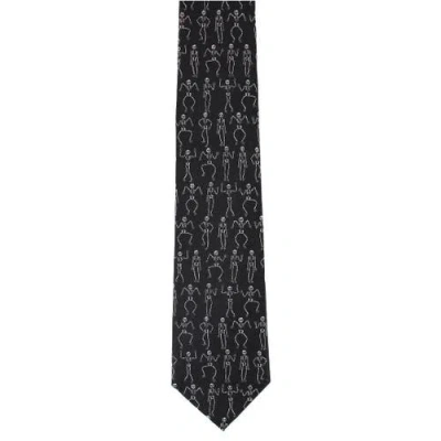 Trafalgar Big And Tall Davy Bones The Dancing Skeleton Silk Novelty Necktie In Black