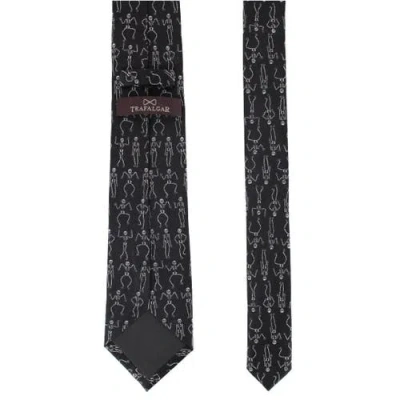 Trafalgar Big And Tall Davy Bones The Dancing Skeleton Silk Novelty Necktie In Black