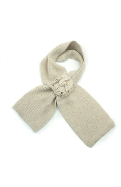 Portolano Cashmere Loop Scarf With Flower In Neutral