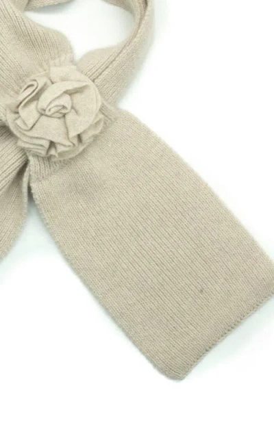 Portolano Cashmere Loop Scarf With Flower In Neutral