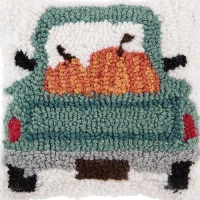 C & F Home C&f Home Pumpkin Pickup Truck Hooked Fall Mini Accent Pillow 8" X 8" In Multi
