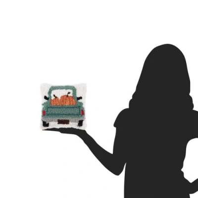 C & F Home C&f Home Pumpkin Pickup Truck Hooked Fall Mini Accent Pillow 8" X 8" In Multi