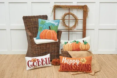 C & F Home C&f Home Blessed Pumpkin Hooked Throw Pillow In Multi