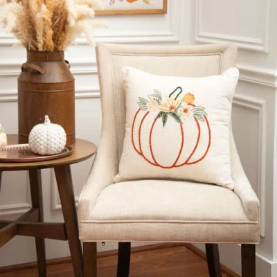 C & F Home C&f Home Autumn Botanical Pumpkin Throw Pillow, 18" X 18" In White