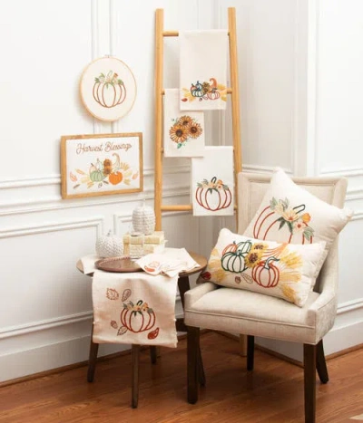 C & F Home C&f Home Autumn Botanical Pumpkin Throw Pillow, 18" X 18" In White