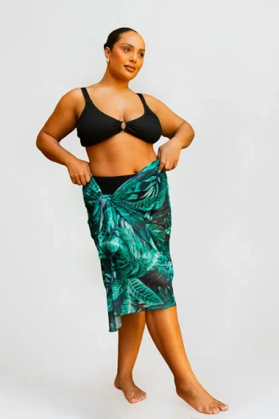 Fashion-szn Curve Curve Print Beach Sarong In Green
