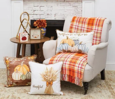 C & F Home C&f Home Fall Plaid Throws In Orange