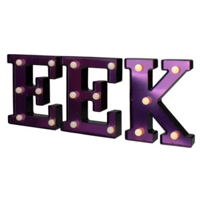 Northlight 6.5in Led Lighted Eek Halloween Marquee Sign In Purple