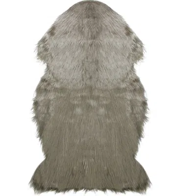 Northlight 2 X 3 Furry Chic Latte Brown Faux Fur Plush Pile Area Throw Rug In Gray