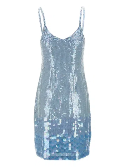 P.a.r.o.s.h Iridescent Sequin-embellished Mini Dress In Blue