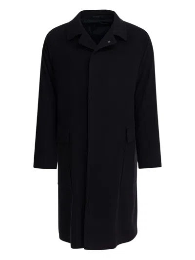 Tagliatore Mid-length Coat With Notch Lapel And Pockets In Black
