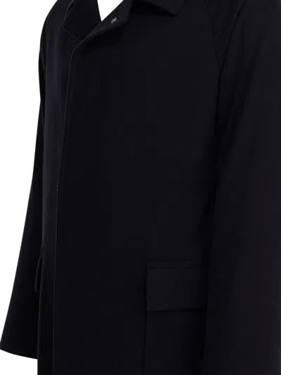 Tagliatore Mid-length Coat With Notch Lapel And Pockets In Black