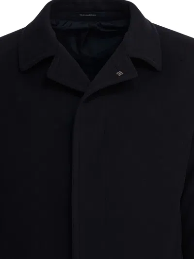 Tagliatore Mid-length Coat With Notch Lapel And Pockets In Black