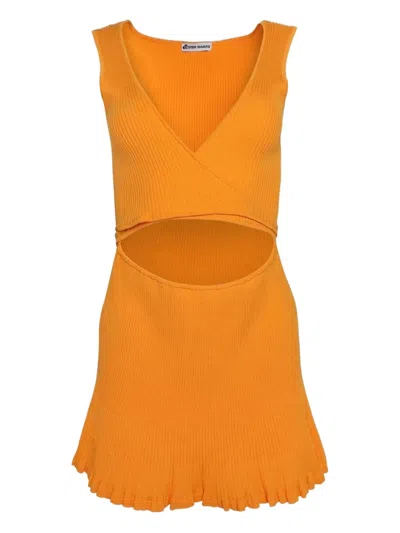Ester Manas V-neck Knit Dress In Orange