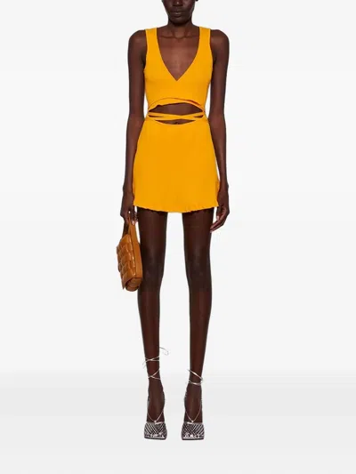 Ester Manas V-neck Knit Dress In Orange