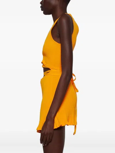 Ester Manas V-neck Knit Dress In Orange