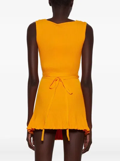 Ester Manas V-neck Knit Dress In Orange