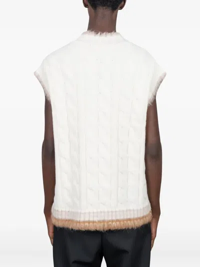 Lacoste Wool Cable-knit Sweater In White